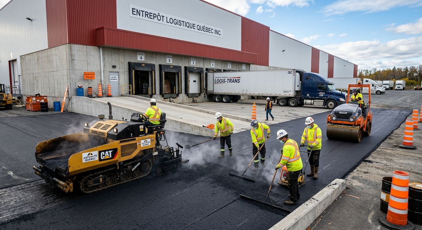 Stationnement commercial pavé à Frontenac, Québec