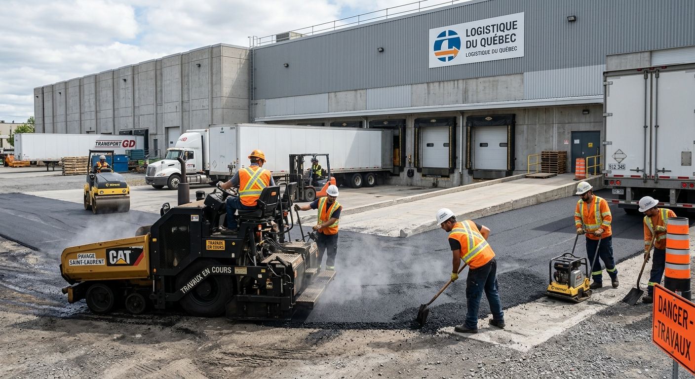 Stationnement commercial pavé à Essipit, Québec